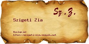 Szigeti Zia névjegykártya